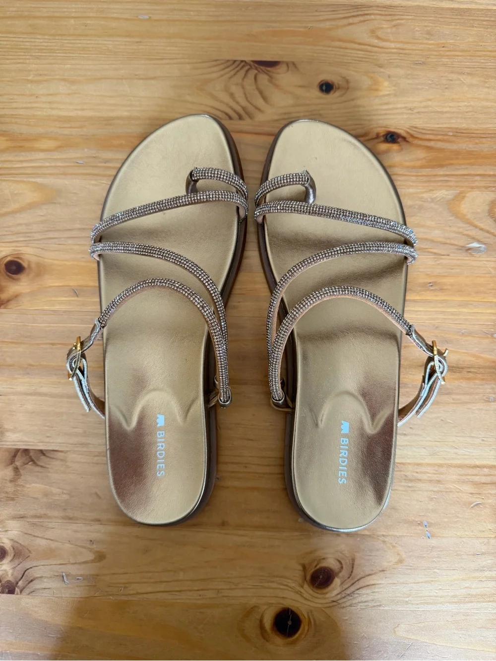 Birdies Gold Jewel Strappy Flat Sandal